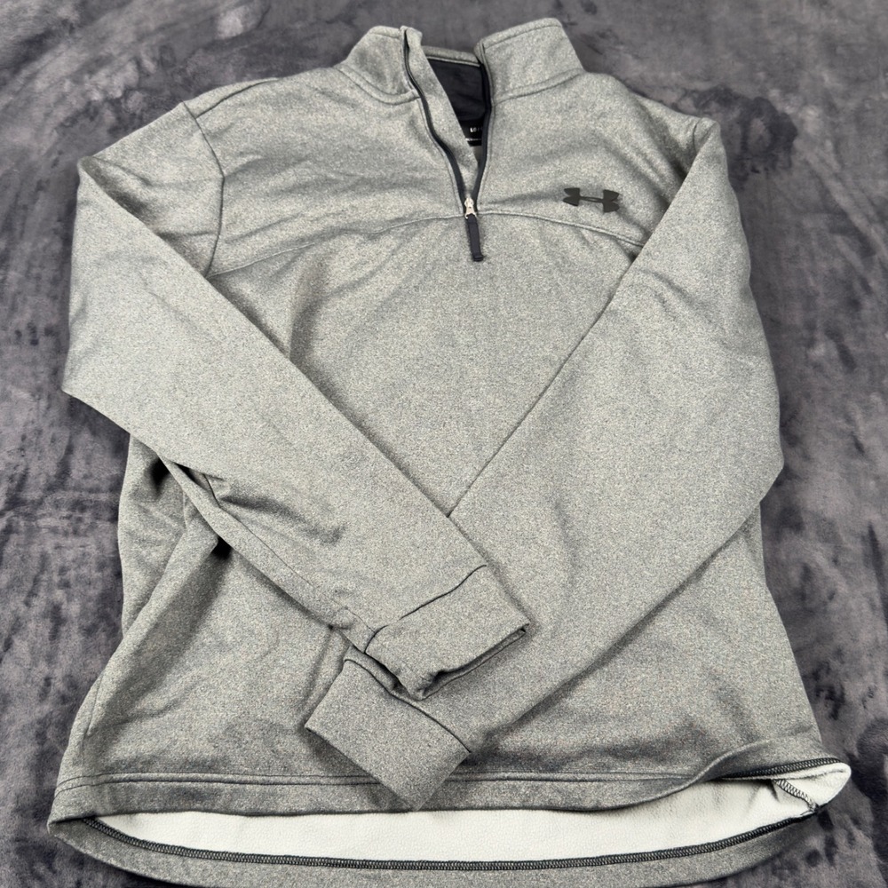 Under Armour Quarter Zip Pullover Mens Large Gray ColdGear Loose Fit 2542